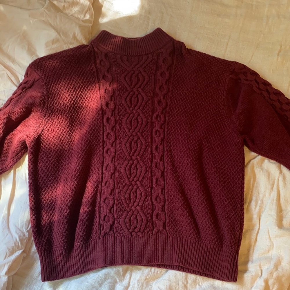 Burgundy Cable Knit Sweater